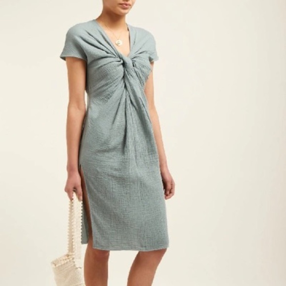 LOUP CHARMANT Gilgo Knotted Cotton-gauze Dress In Green, size M, never worn